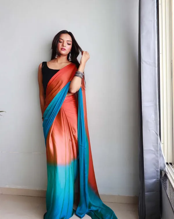 Maroon_And_Blue_Color_1-Minute_Ready_To_Wear_Naylon_Saree_With_Blouse_Piece