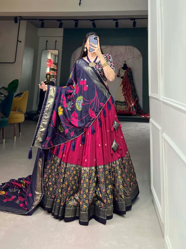 Women_Floral_Woven_Flared_Lehenga_&_Choli_with_Dupatta