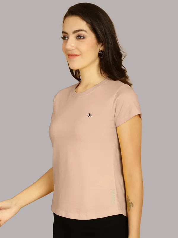 Coral_Cotton_Round_Neck_Short_Sleeves_Solid_Casual_T-Shirt_For_Women