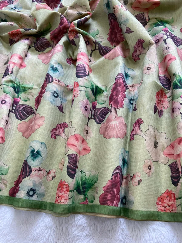 Bhavani_Green_–_Divine_Navratri_Special_|_Soft_Tussar_Silk_Saree_with_Print,_Border_&_Contrast_Print_Blouse_with_Tassels