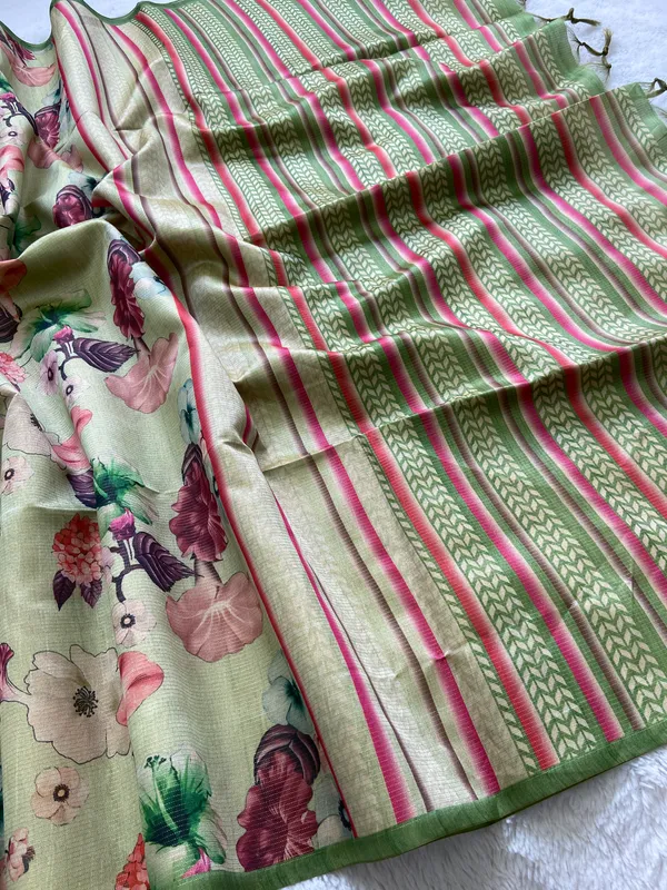 Bhavani_Green_–_Divine_Navratri_Special_|_Soft_Tussar_Silk_Saree_with_Print,_Border_&_Contrast_Print_Blouse_with_Tassels