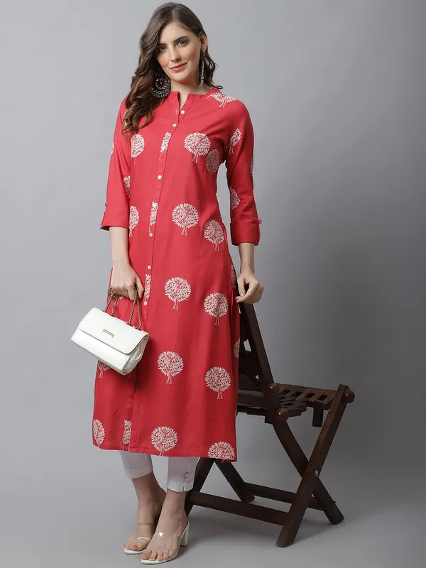 Peach_Viscose_Floral_Printed_A-line_Kurta