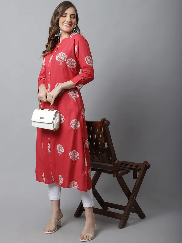 Peach_Viscose_Floral_Printed_A-line_Kurta