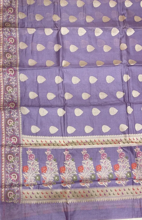 Humairah_Pure_Handwoven_Light_Purple_Tussar_Silk_Floral_Zari_Boota_Alfi_Mina_Zari_Border_and_Pallu_with_Grey_Blouse