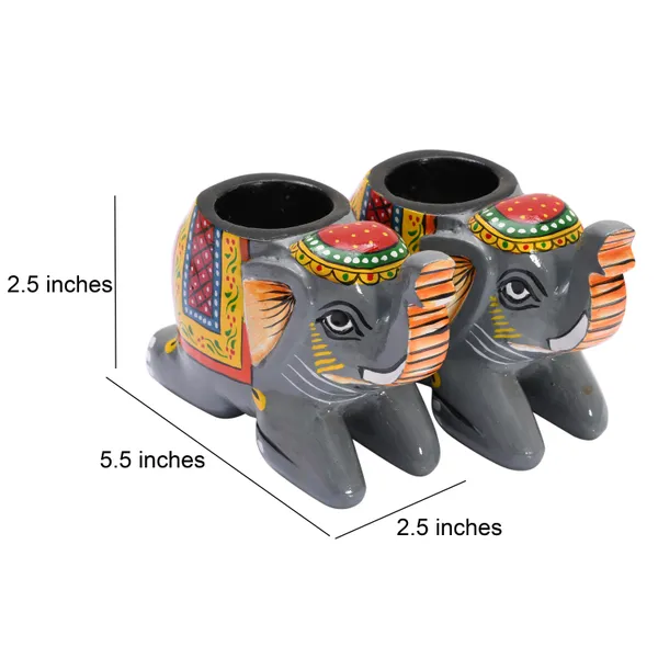 Pack_Of_2_Elephant_Tea_Light_Holder|Antique_Decorative_Candle_Holders_Grey_Elephant