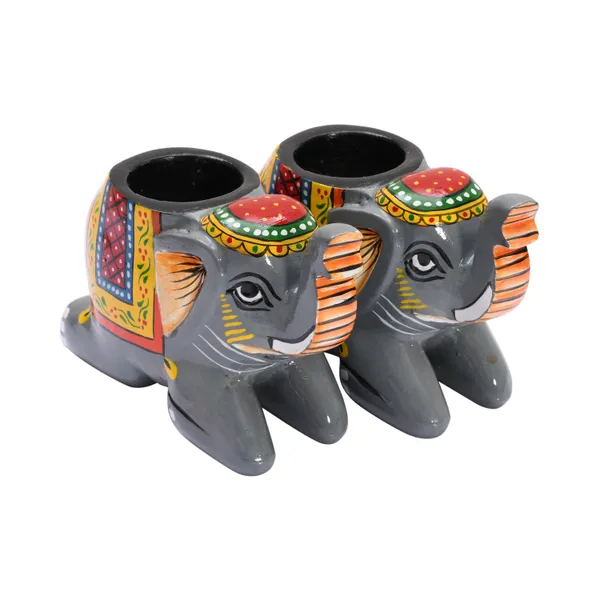 Pack_Of_2_Elephant_Tea_Light_Holder|Antique_Decorative_Candle_Holders_Grey_Elephant
