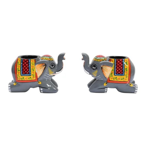 Pack_Of_2_Elephant_Tea_Light_Holder|Antique_Decorative_Candle_Holders_Grey_Elephant