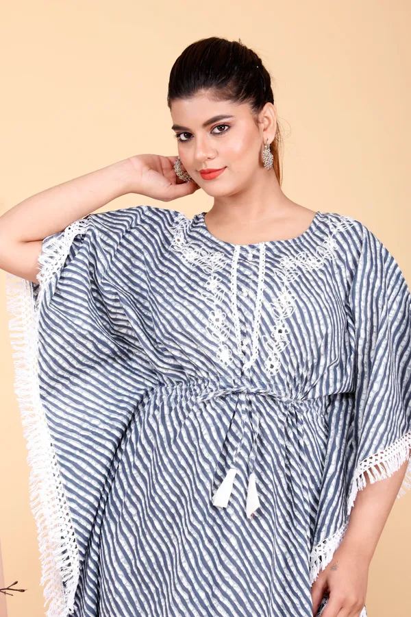 Lehariya_Printed_Kaftan_Kurti_with_Heavy_Embriodery_on_Yoke_with_Crocia_lace_All_Over_with_Drawstring_to_Give_You_Perfect_Fitting_Free_Size_upto_XXL