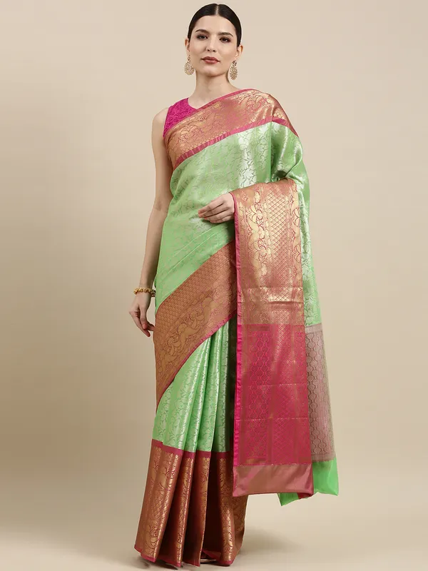 Green_Kanchi_Silk/Brocade_Banarasi_Sarees_For_Women