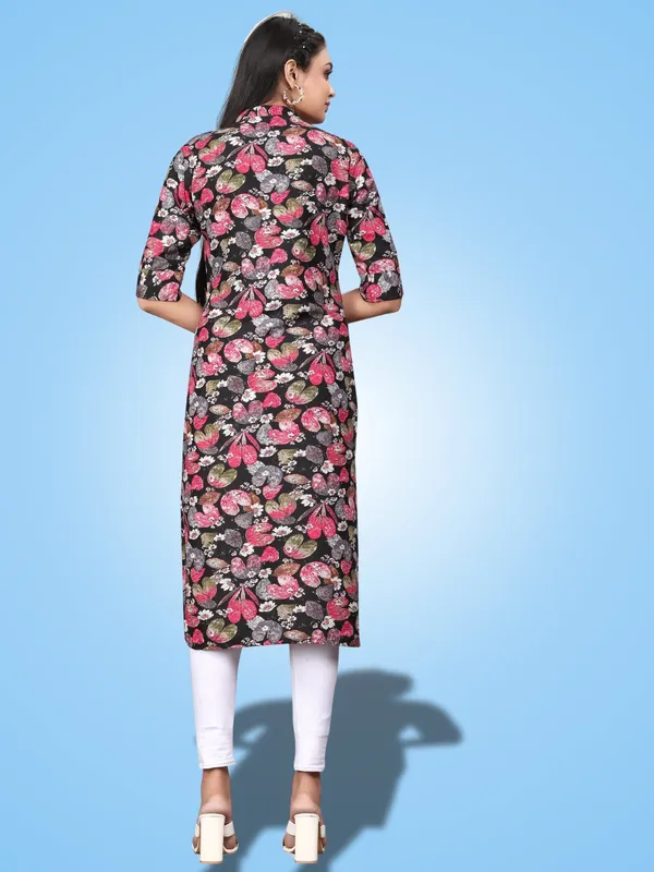 Black_Classic_Rayon_Floral_Printed_Straight_KurtIs