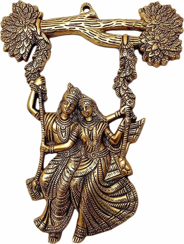 Radha_Krishana_Murti_On_Swing_Jhula_Metal_Statue_Gold_Antique_Finish_So_Looks_Very_Beautiful_For_Decor_Your_Home