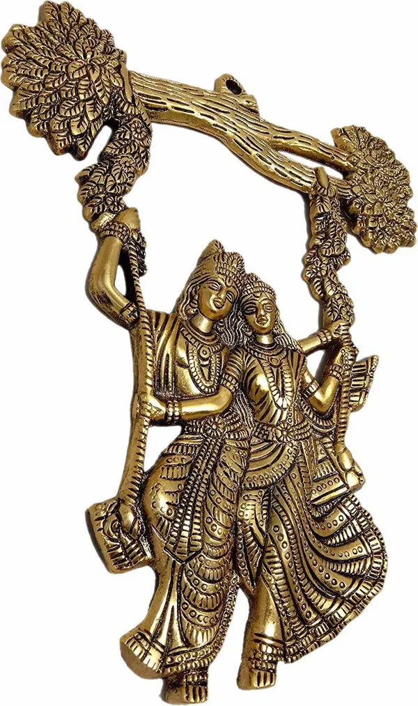 Radha_Krishana_Murti_On_Swing_Jhula_Metal_Statue_Gold_Antique_Finish_So_Looks_Very_Beautiful_For_Decor_Your_Home