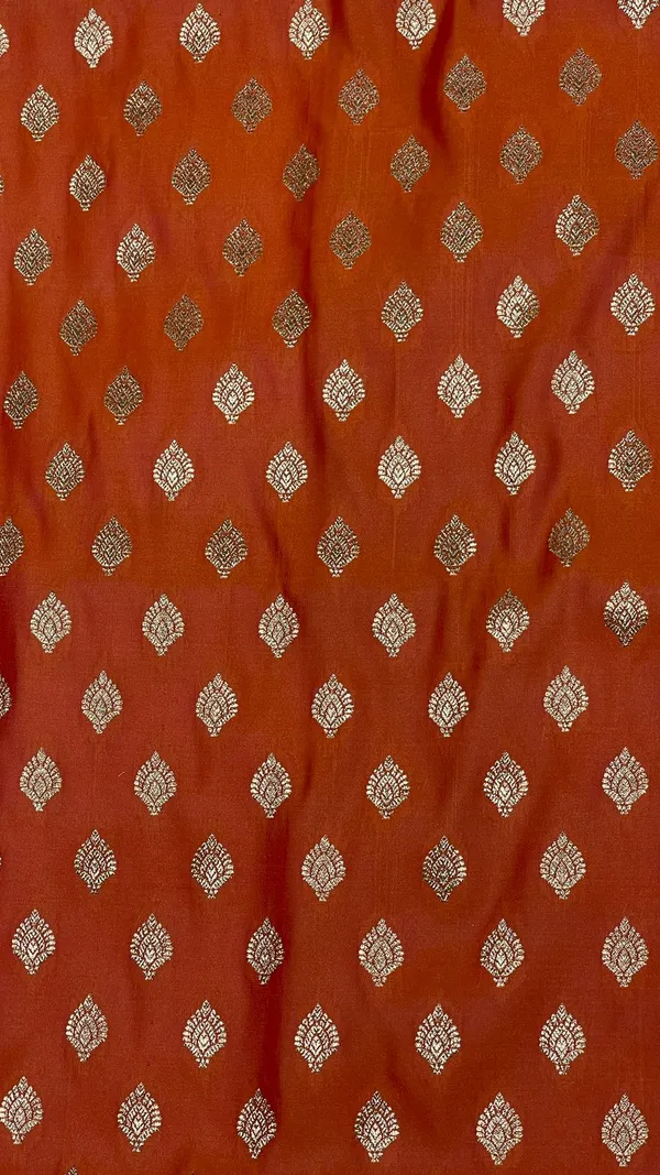 Humairah_Presents_Orange_Satin_Silk_Floral_Zari_Booti_with_Contrast_Purple_2D_Silver_Zari_Border_with_Purple_Blouse