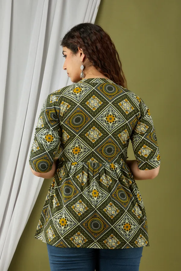 Green_Fancy_Top_For_Women_Pure_Cotton_Casual