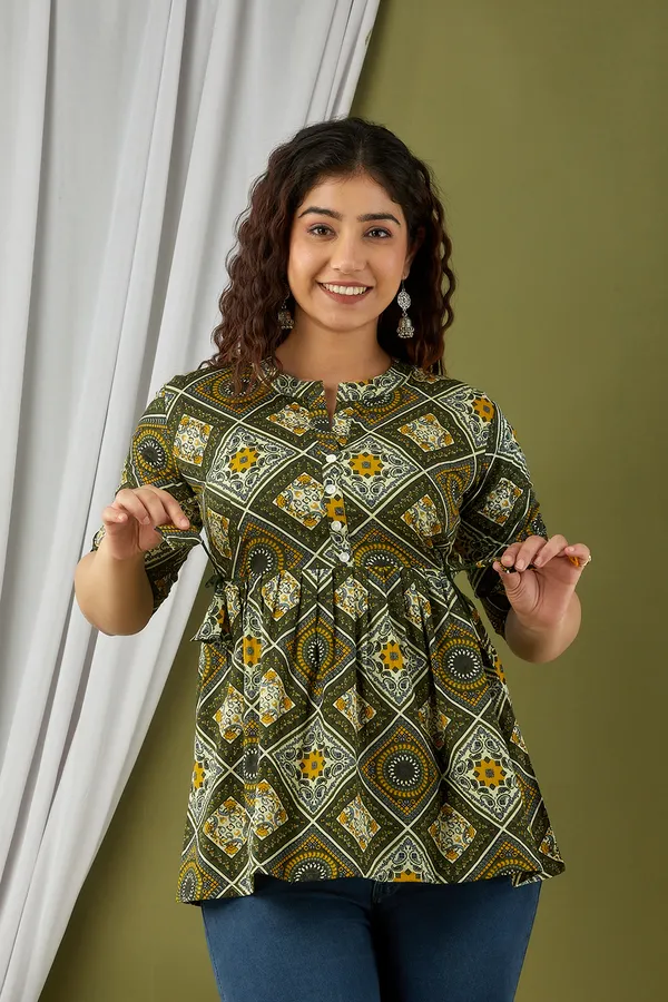 Green_Fancy_Top_For_Women_Pure_Cotton_Casual