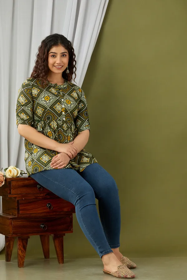 Green_Fancy_Top_For_Women_Pure_Cotton_Casual