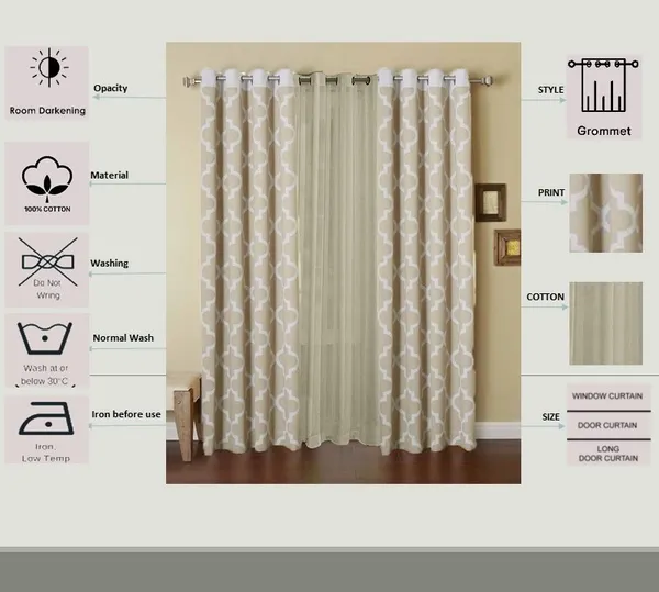 Pack_of_3_Cotton_Beige_Ogee_Printed_With_Sheer_Eyelet_Curtain_Set_for_Window_and_Door