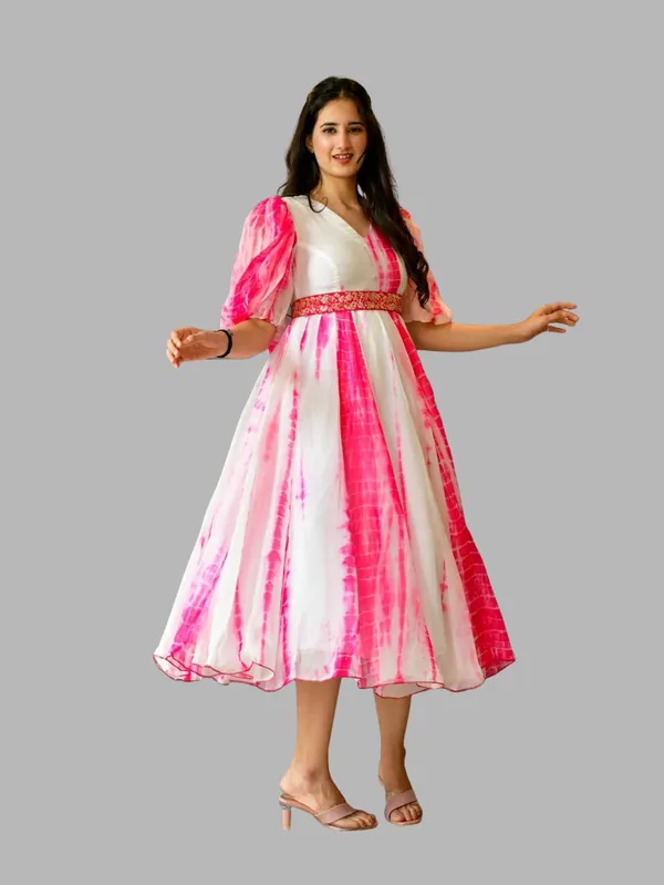 FOXDX_Pink_&_White_Women_Printed_Anarkali_Kurta