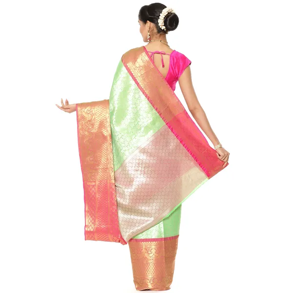Green_Kanchi_Silk/Brocade_Banarasi_Sarees_For_Women