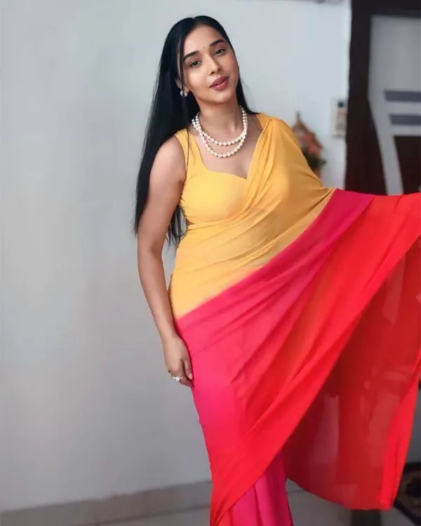 Yellow_And_Red_Color_1-Minute_Ready_To_Wear_Georgette_Saree_With_Blouse_Piece
