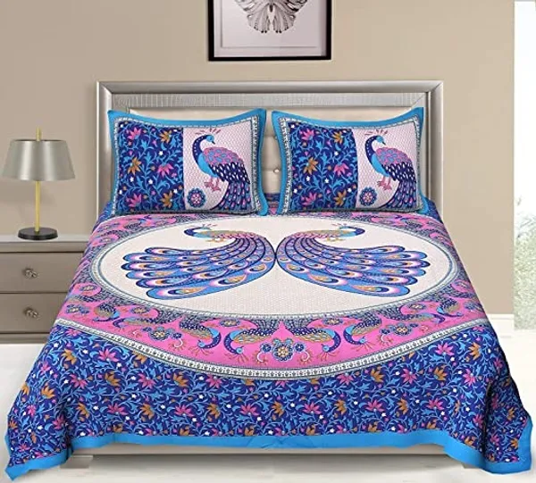 100%_Cotton_Printed_Double_Bedsheet_(Blue)