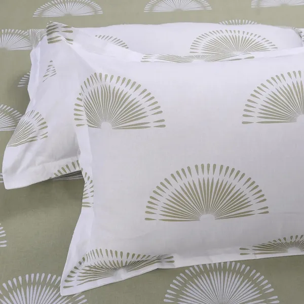 144_TC_Double_Size_Bedsheet_Cotton_with_2_Pillow_Covers_|_Sunrise_|_108_x_108_inches_|_Basil_Green_&_White