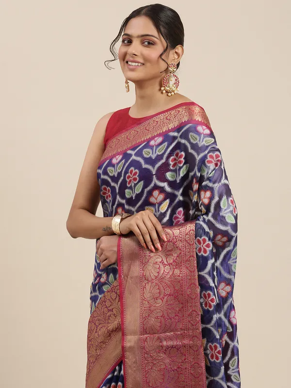 Blue_Art_Silk_Banarasi_Sarees_For_Women