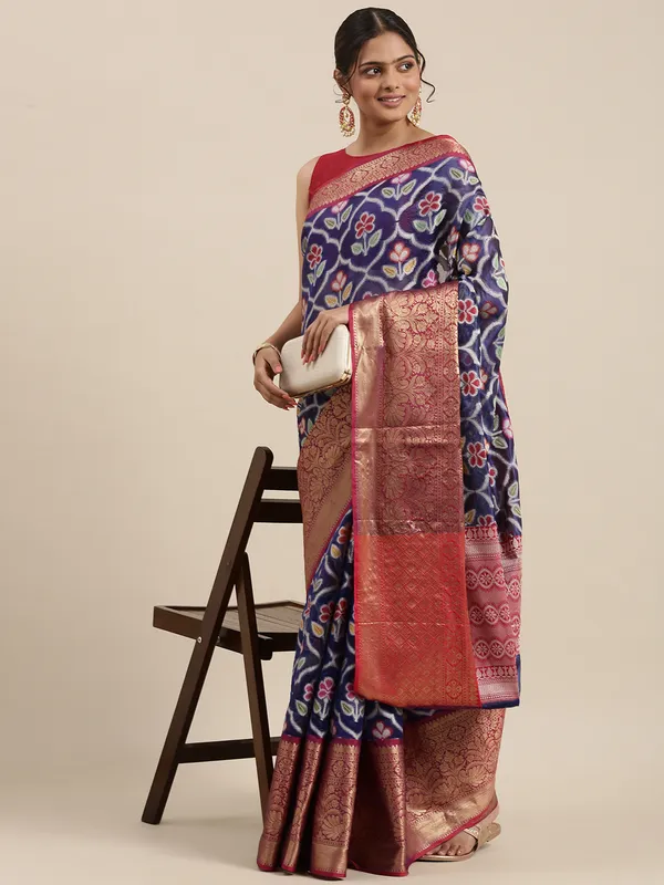 Blue_Art_Silk_Banarasi_Sarees_For_Women