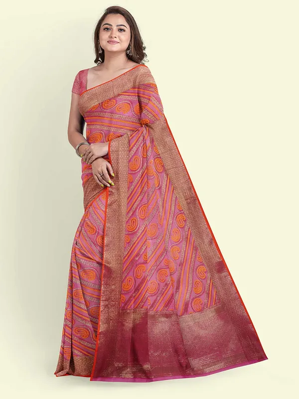 Pink_Cotton_Blend_Banarasi_Sarees_For_Women