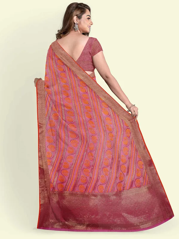 Pink_Cotton_Blend_Banarasi_Sarees_For_Women