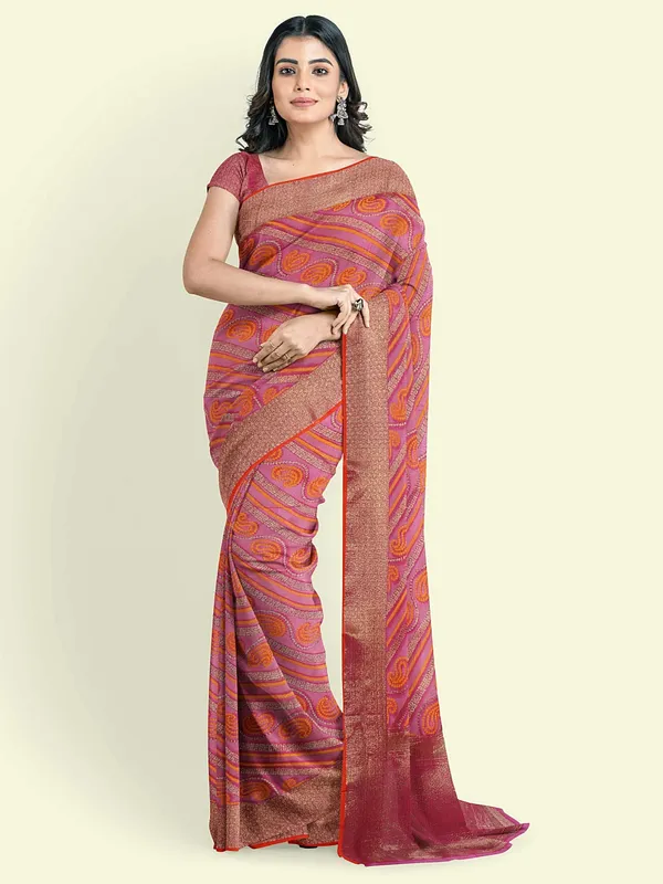 Pink_Cotton_Blend_Banarasi_Sarees_For_Women