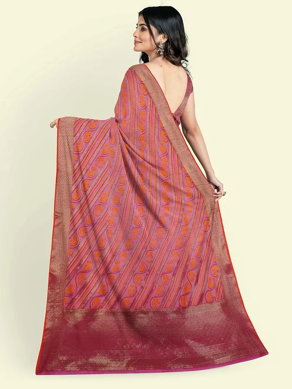 Pink_Cotton_Blend_Banarasi_Sarees_For_Women