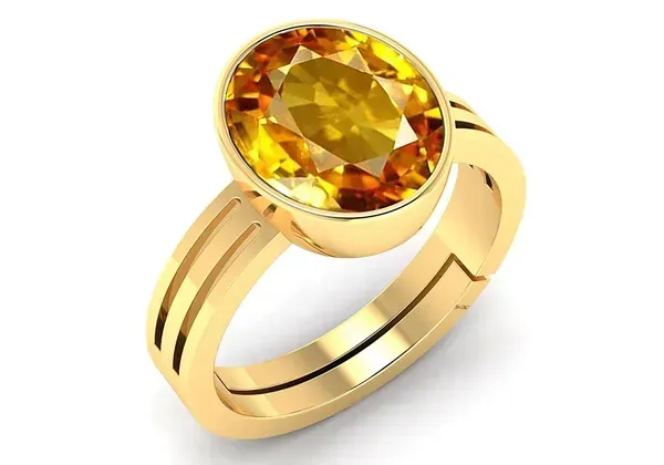 Yellow_Pukhraj_Created_Sapphire_Gemstone_Gold_Plated_Ring_For_Men_&_Women_From_4.25_Ratti_To_20.25_Ratti