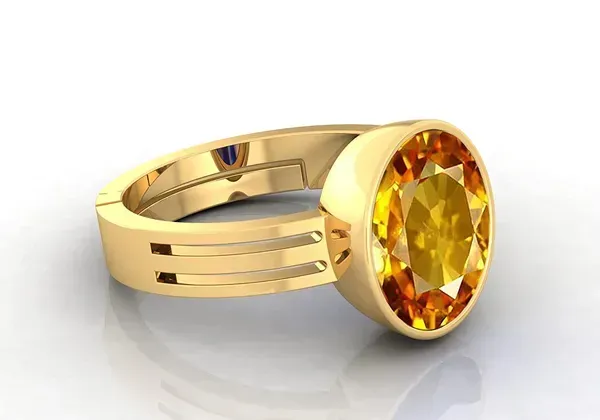 Yellow_Pukhraj_Created_Sapphire_Gemstone_Gold_Plated_Ring_For_Men_&_Women_From_4.25_Ratti_To_20.25_Ratti