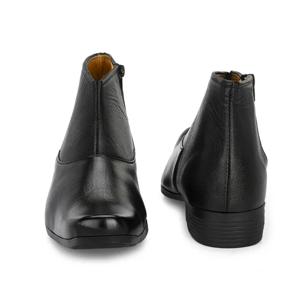 Black_Leatherette_And_Pu_Zipper_Boots_For_Men