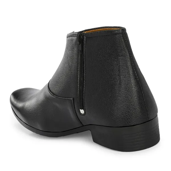 Black_Leatherette_And_Pu_Zipper_Boots_For_Men