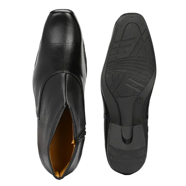 Black_Leatherette_And_Pu_Zipper_Boots_For_Men
