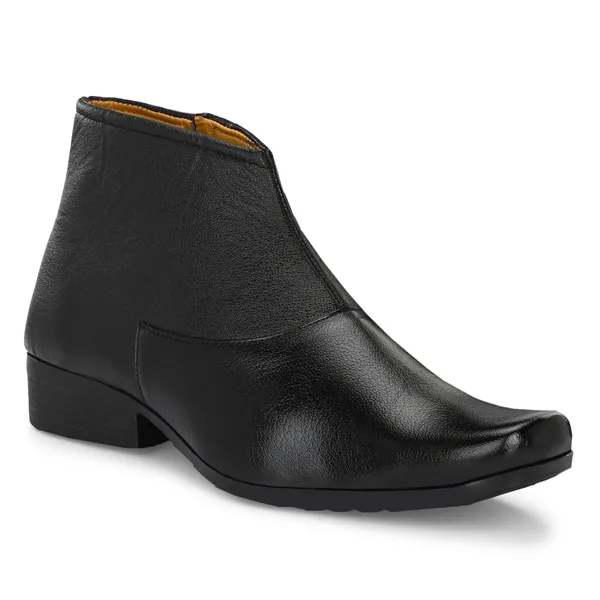 Black_Leatherette_And_Pu_Zipper_Boots_For_Men
