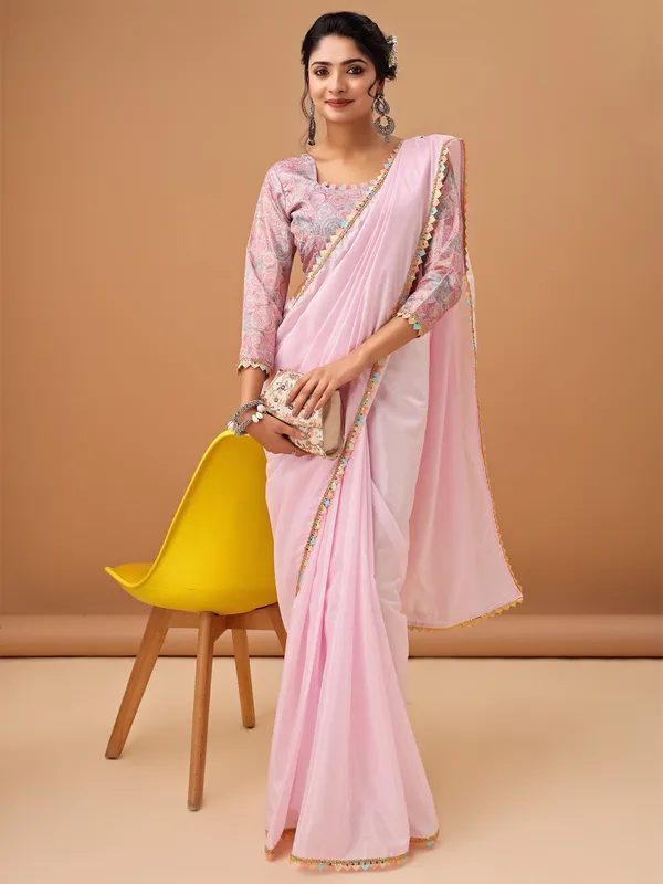 Pink_Jimmy_Choo_Satin_Saree_With_Unstitched_Blouse_For_Women
