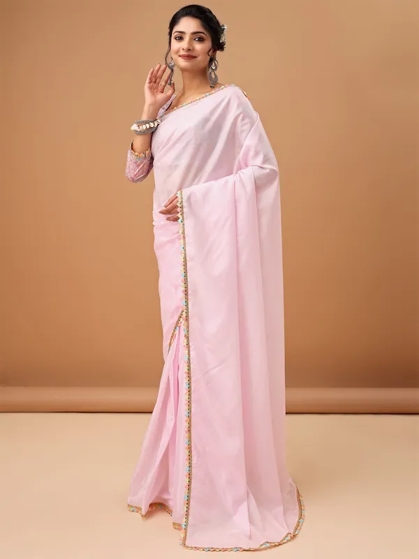 Pink_Jimmy_Choo_Satin_Saree_With_Unstitched_Blouse_For_Women