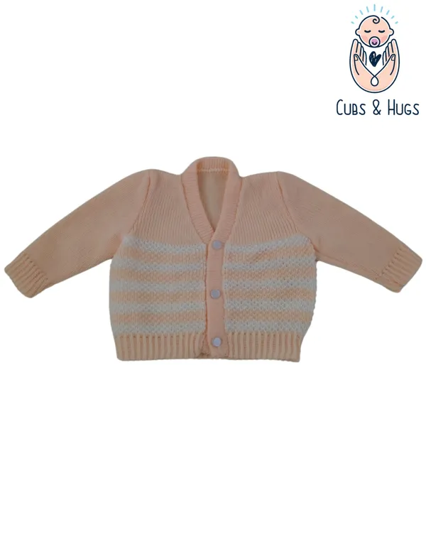 Cream_Sweater_Front_Open_V_Neck_Stripe_Design_For_Baby