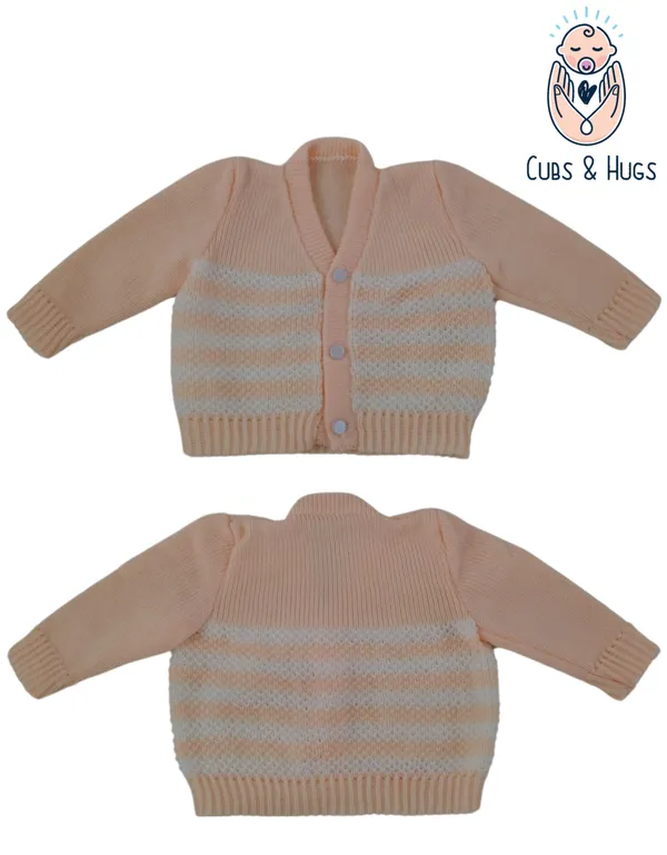 Cream_Sweater_Front_Open_V_Neck_Stripe_Design_For_Baby