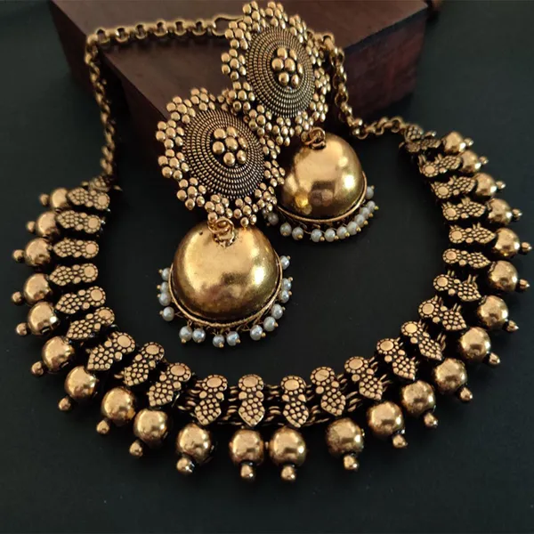 Binni's Wardrobe Binnis wardrobe golden necklace with jhumka Price in ...