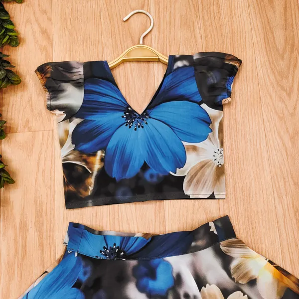 Blue_Flower_Printed_Georgette_Silk_Readymade_Lehenga_Choli_Set