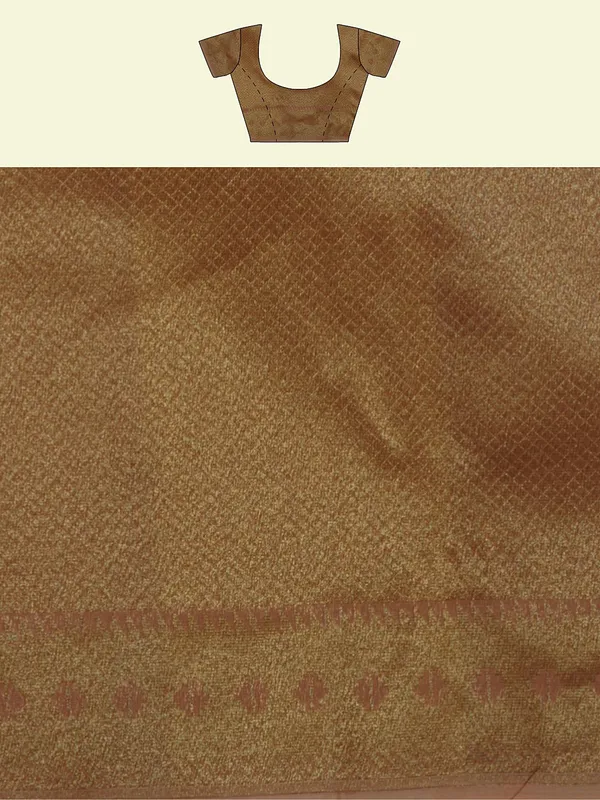 Peach_Cotton_Blend_Banarasi_Sarees_For_Women
