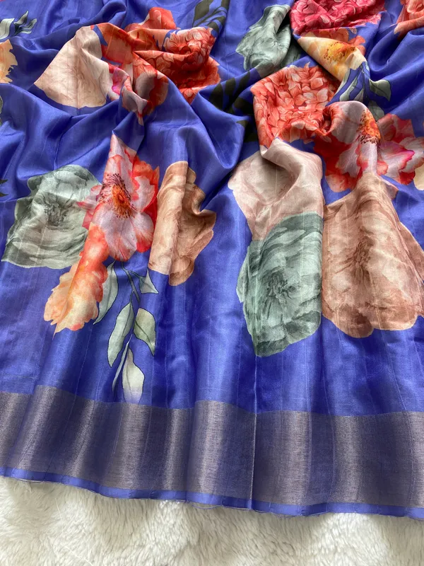 Shrishti_Blue_–_Creative_Navratri_Special_|_Soft_Tussar_Silk_Saree_with_Print,_Border_&_Contrast_Print_Blouse_with_Tassels