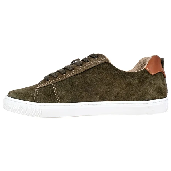 Olive_Suede_Lace-Up_Sneakers_For_Men