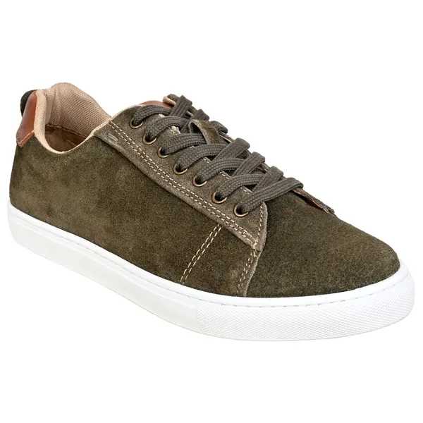 Olive_Suede_Lace-Up_Sneakers_For_Men