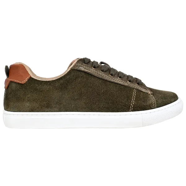 Olive_Suede_Lace-Up_Sneakers_For_Men
