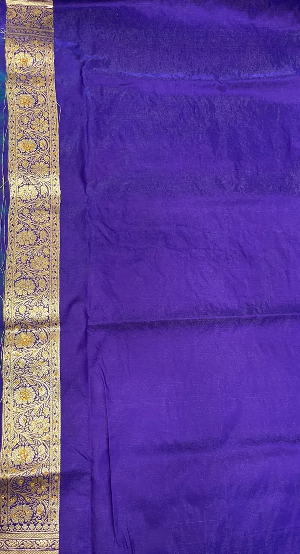 Humairah_Presents_Turqouise_Blue_Stone_Work_Golden_Zari_Booti_Afli_Mina_Jaal_with_Alfi_Boota_Pallu_Zari_Border_and_Blue_Blouse_Banarasi_Saree